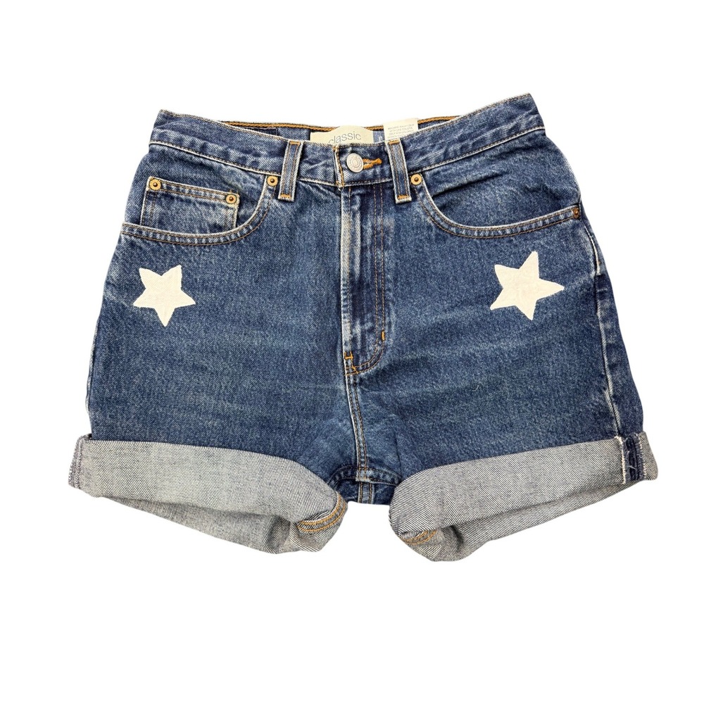Vintage Paper Tag GAP Classic Fit Denim Shorts Women's Size 6 Stars Cuffed
